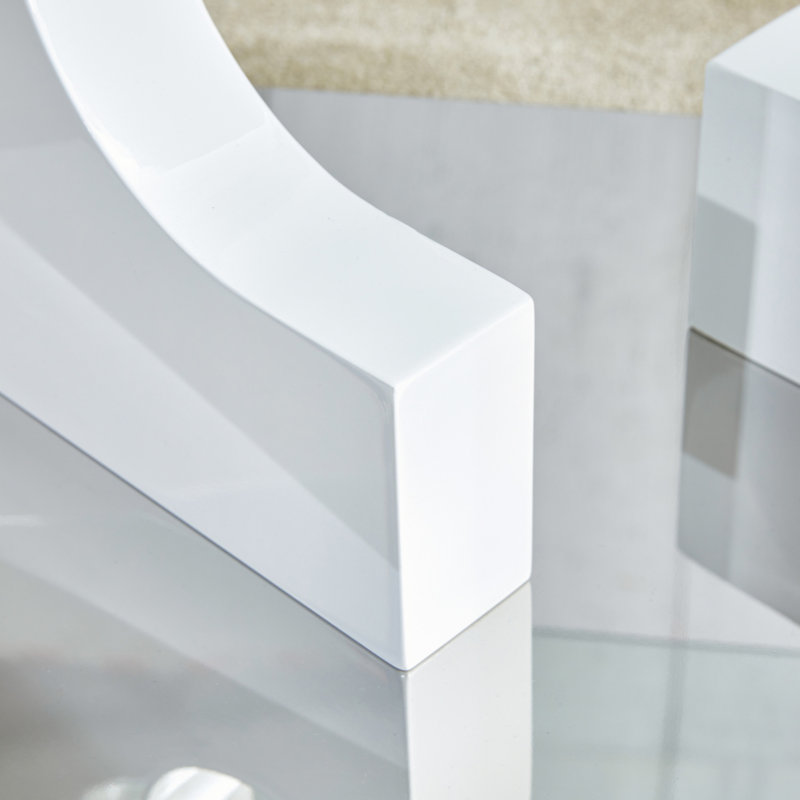 Glass Top Single Coffee Table, White