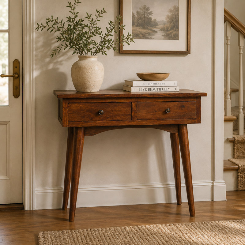 Berteau 70cm Solid Wood Console Table, Chestnut, 30.7" H x 27.6" W x 11.8" D