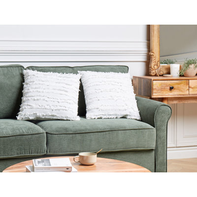 Chaseburg Striped White Square Cushion