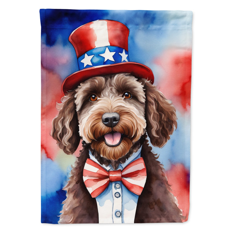 Drapeau patriotique du jardin américain, Labradoodle chocolat