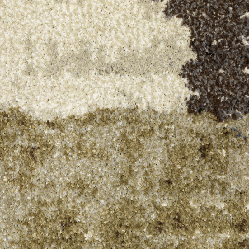 Genesis Modern Layerd Block Green/Brown Area Rug, Runner 2'3" x 7'