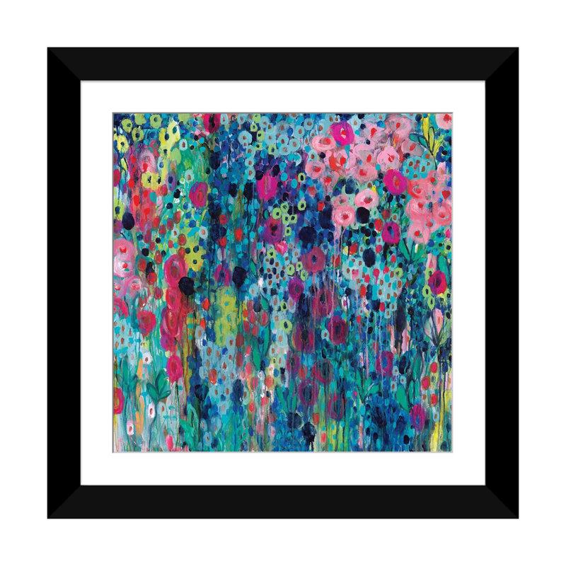 " Painted Strings " by Carrie Schmitt, 16" H x 16" W x 1" D, Black Framed Fine Art Paper, White