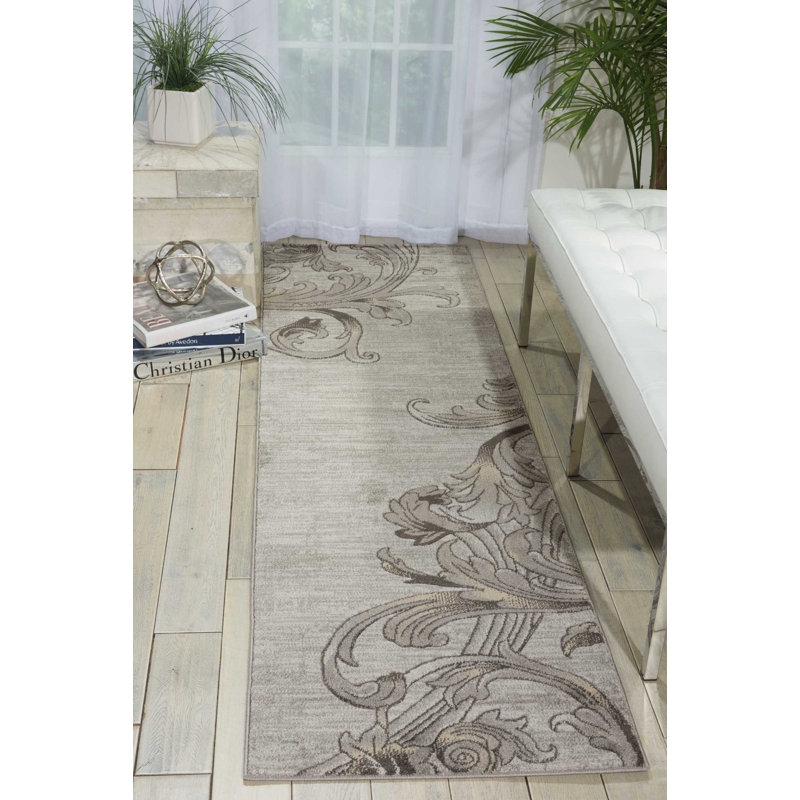 Tapis gris contemporain Ashli, Tapis de couloir 2 pi 2 po x 7 pi 6 po