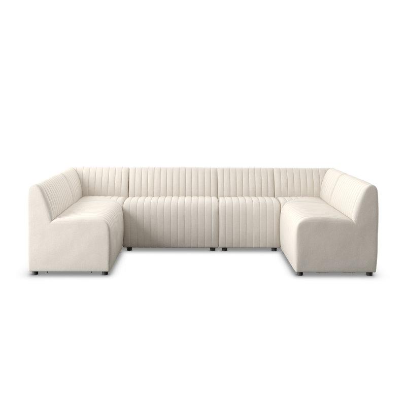 Grayson 106" Wide Symmetrical Modular Corner Sectional, 31.5" H X 119.5" W x 66.5" D, Cream Polyester