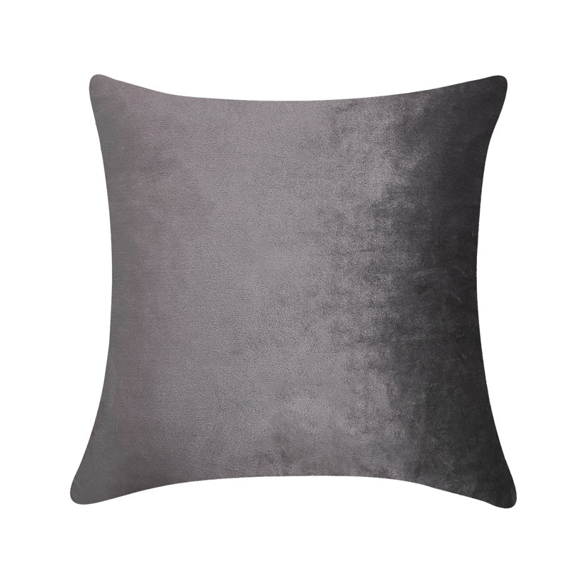 Coussin décoratif en velours uni, Gris foncé, H 20 po x l 20 po