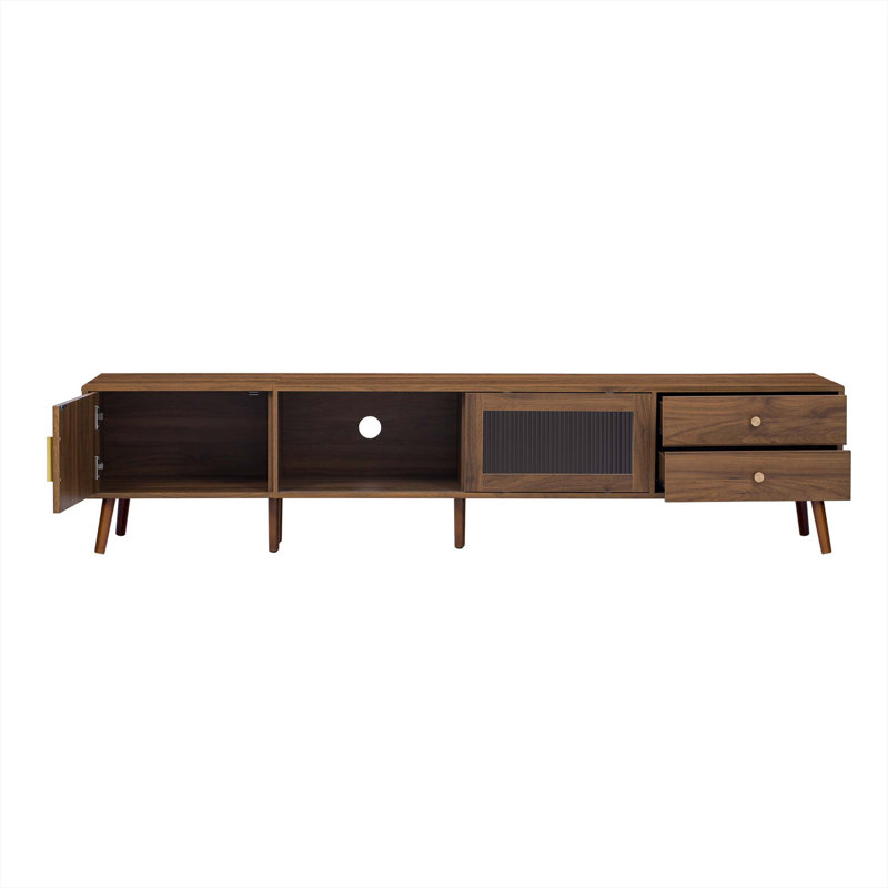 Meuble télé 76 po avec portes en verre 76 po Modern Minimal Modern