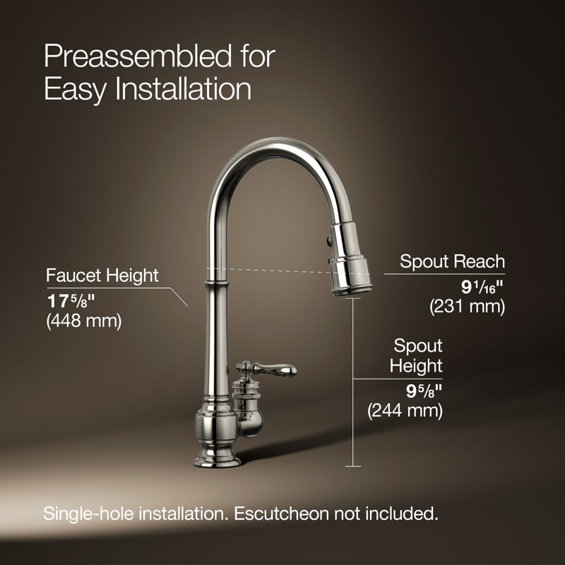 Artifacts Pull Down Bar Faucet, Vibrant Polished Nickel
