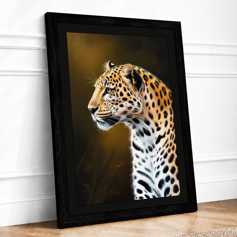 Leopard in Profile Modern - Framed Print, A2 - 59.4 x 42.0 cm, Black