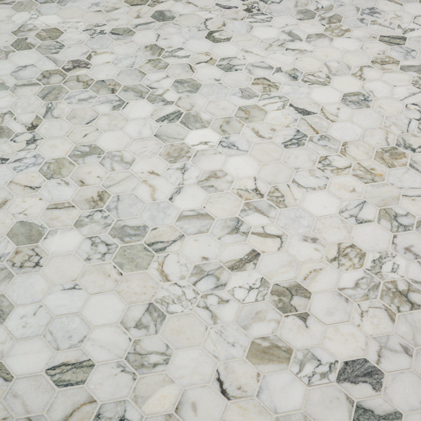 Maravilla Hexagon 10 in. x 12 in. Honed Marble Mosaic Floor and Wall Tile
