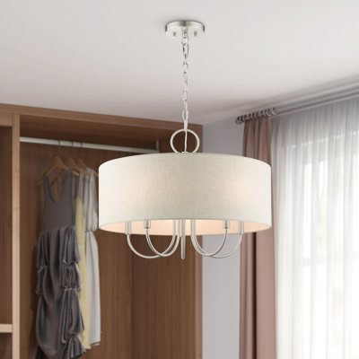 Lustre tambour 5 lumières à abat-jour Raymond