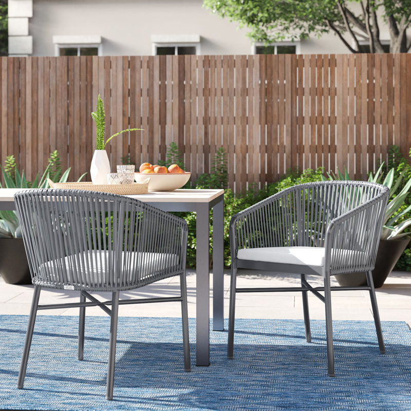 Outdoor Stacking Dining Armchair with Cushions