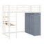 Structure de lit mezzanine en métal avec prise de courant intégrée, barrière de sécurité, éclairage à DEL et garde-robe intégrée-601330370