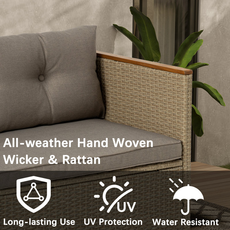 Patio Sofa Set with Coffee Table, Grey