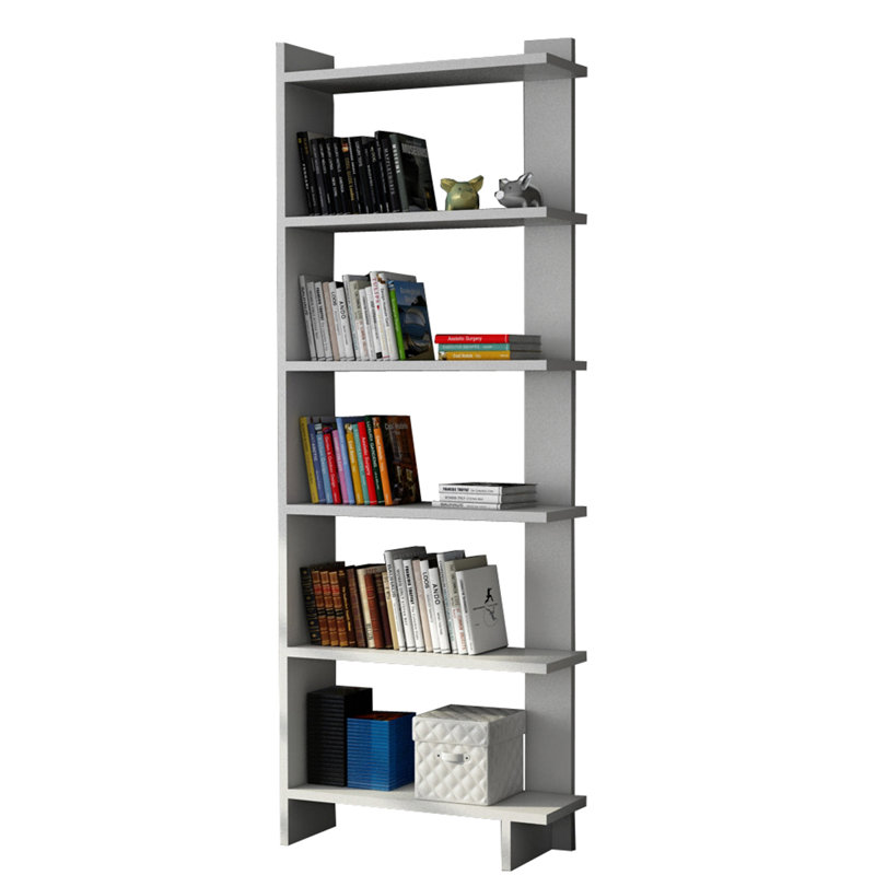 Modern White Bookshelf, 100% Melamine Coated Particle Board, 18.0 x 67.0 x 8.4 inches | Numerous Shelves with 11.2-inch Shelf Height | Wall-Mountable Design, Perfect for Home or Office Storage Solutions