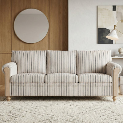 Classic Sofa with Rolled Arms and Removable Cushions