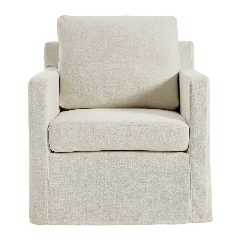 Serene Fabric Slipcovered Swivel Armchair, Salt Fabric
