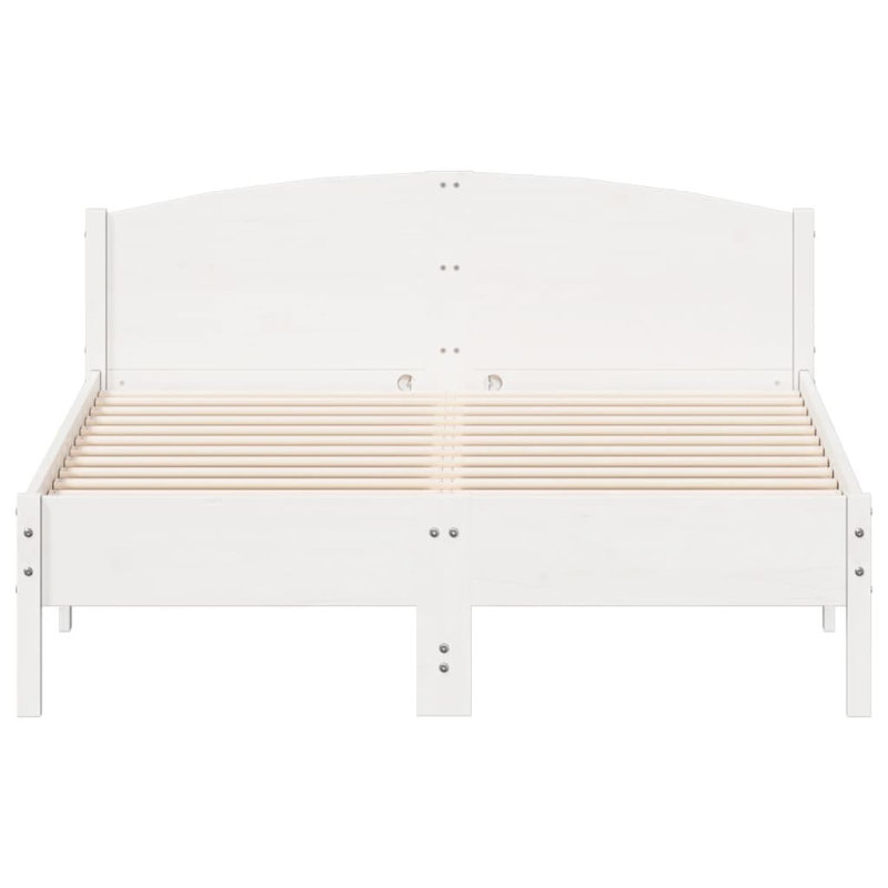 Peggy Solid Wood Bed, White, Double (4'6)