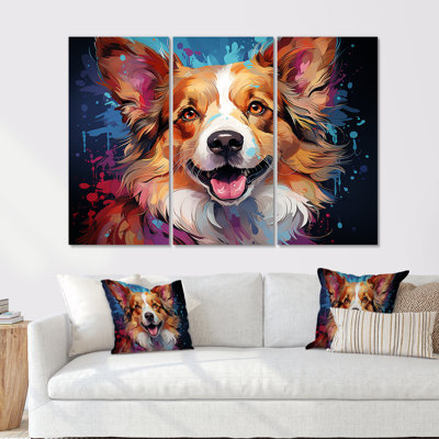 Corgi Charm I - Dog Canvas Wall Art Set