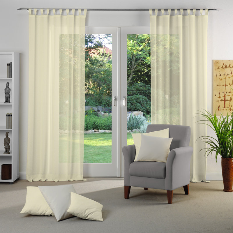 Sunday 82% Polyester And 18% Cotton Semi Sheer Curtain Single Panel, 142cm Width x 375cm Drop, Cream