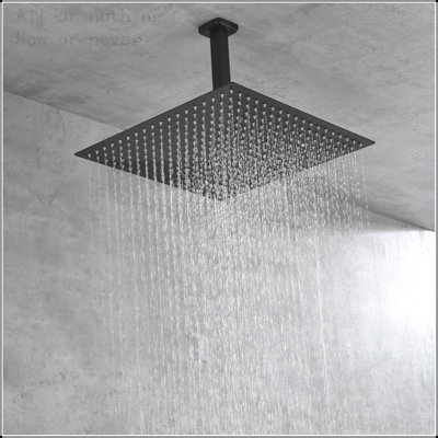 16 Inch Rain Shower Head, Square Ultra Thin 304 Stainless Steel High Pressure Shower Head,