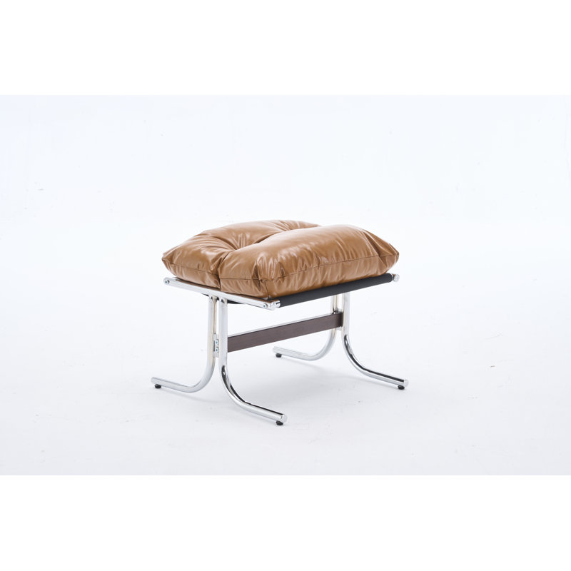 Bauhaus-Inspired Leather Footstool, Brown