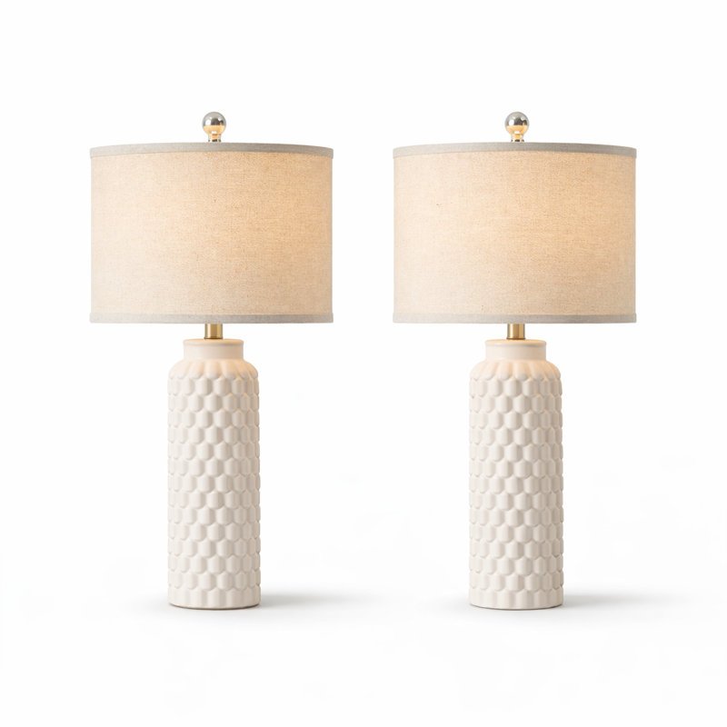 Lampes de table en céramique à intensité variable 21 "H, Jaune crémeux