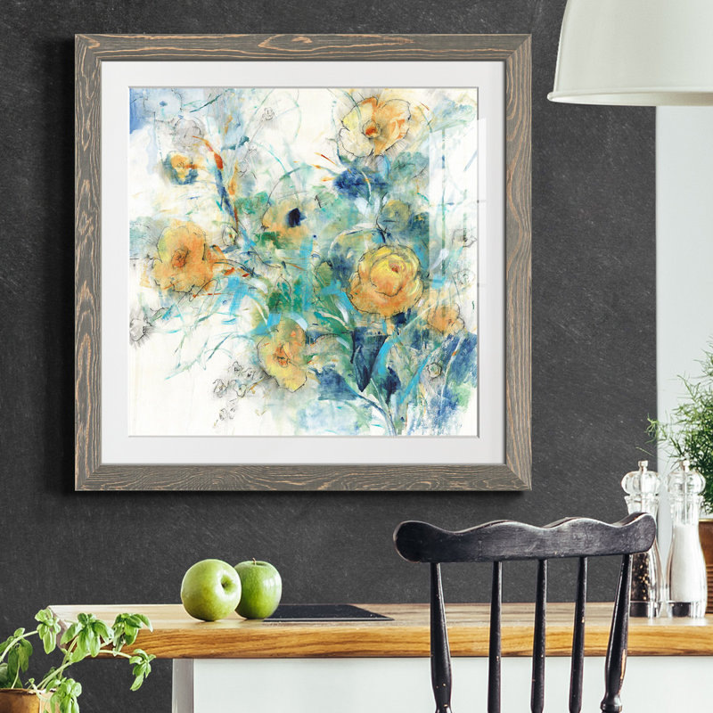 «Flower Study II», reproduction encadrée de qualité supérieure - prête à être accrochée, Cadre en papier gris, Blanc