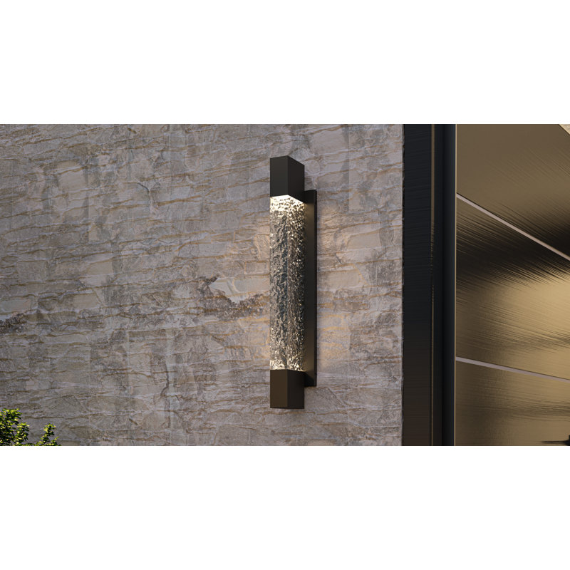 Solace Integrated LED Matte Black Outdoor Wall Lantern, 24" H x 4.5" W x 4.25" D