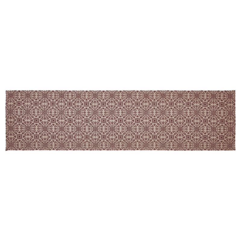  Chemin de table rectangulaire Custom House, Brun clair / rouge, 48 po x 12 po