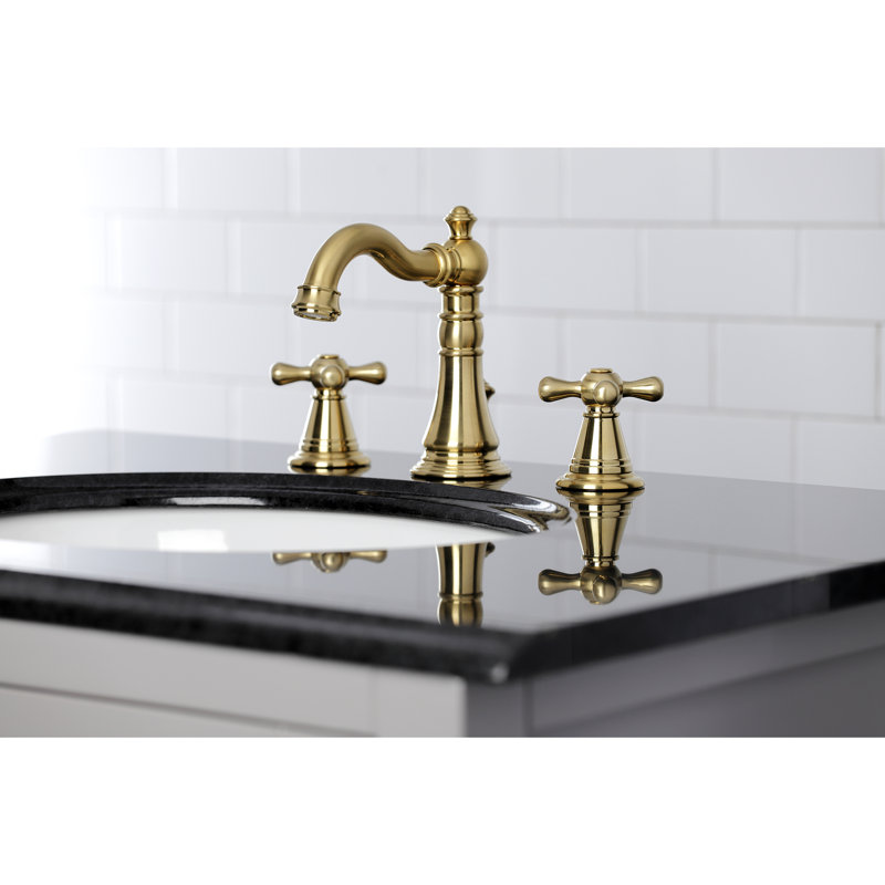 Widespread Bathroom Faucet with Drain Assembly, Brushed Brass