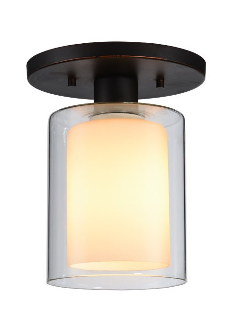 Pittsfield Semi Flush Mount, Bronze, Opal