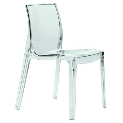 Chaise d'appoint Ice, transparente, fabriquée en Italie, empilable, intérieur / extérieur, finition lisse