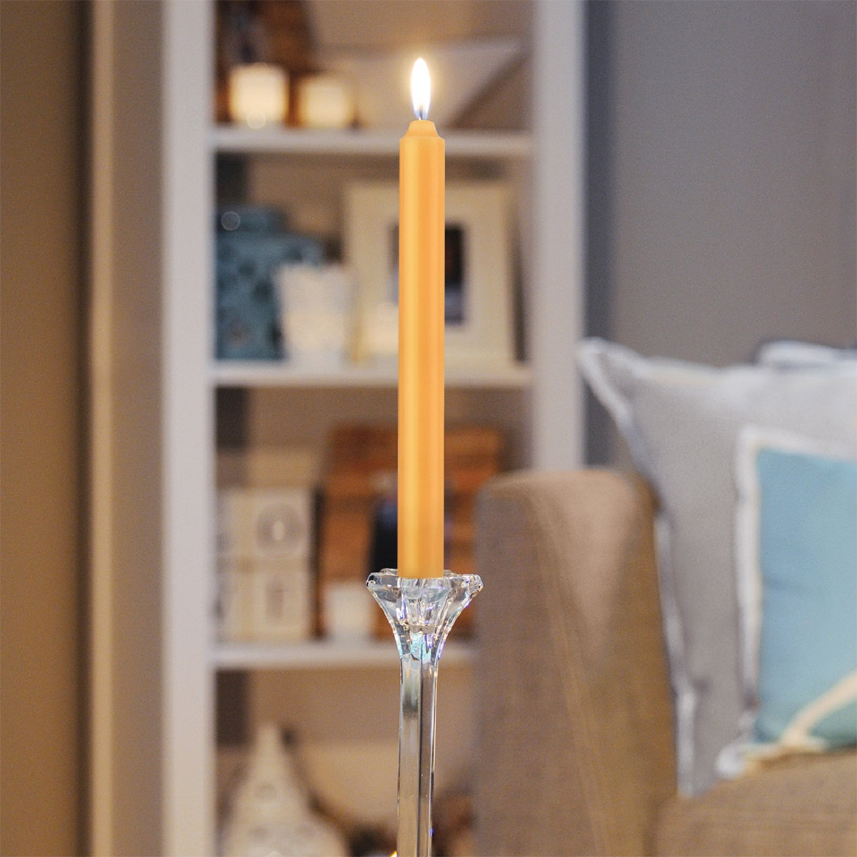 Unscented Taper Candle, 9" H x 0.88" W x 0.88" D, Butterscotch
