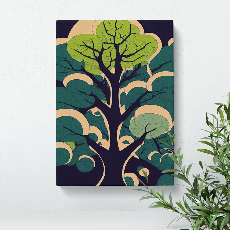 XC1022-3773X Retro Abstract Tree No.2 - Wrapped Canvas Print, 50cm H x 35cm W x 3cm D