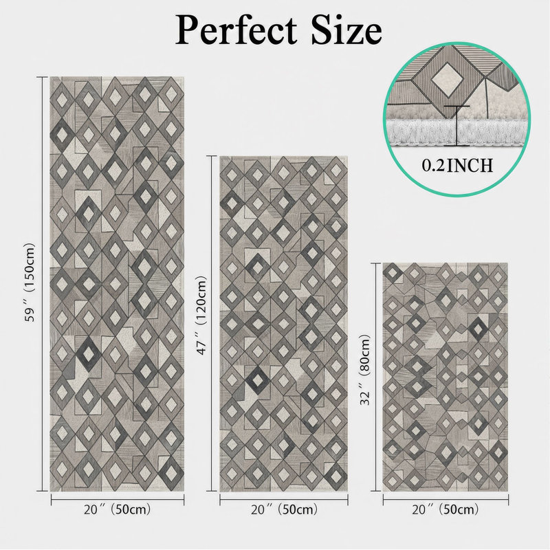 Geometric Pattern Non-Slip Washable Kitchen Mats
