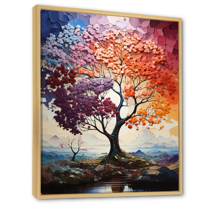«Bright Colors Maple Trees III», reproduction sur toile, H 40 po x l 30 po x P 1,5 po, Cadre flottant naturel