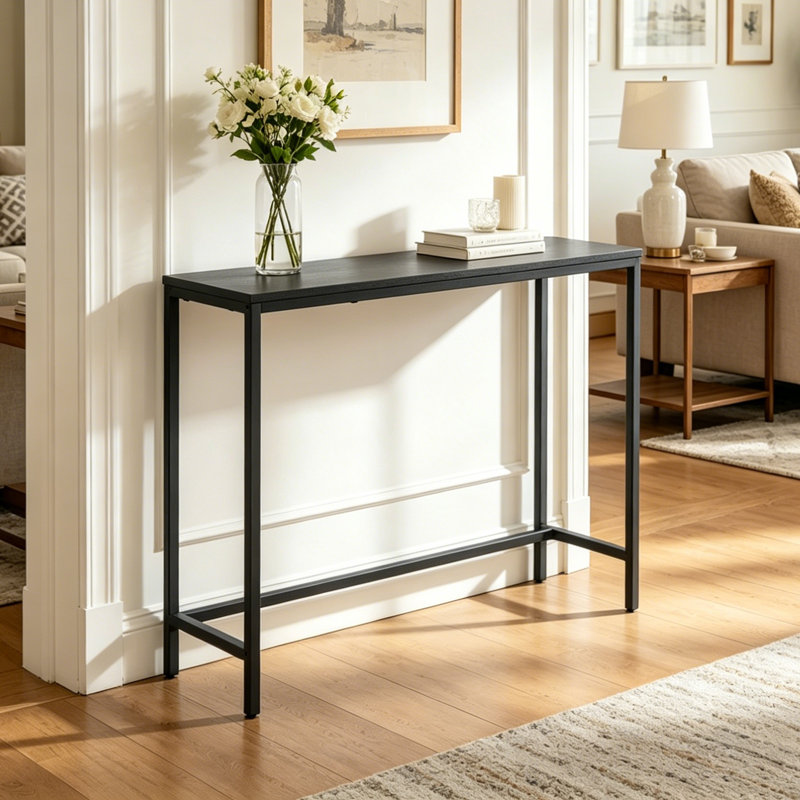 Arturs 41.5'' Console Table, Black Oak