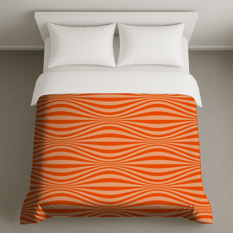 Housses de couette Orange Wavy Lines, Très grand lit
