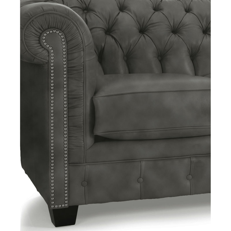 Melany 86'' Upholstered Sofa, Distressed Gray