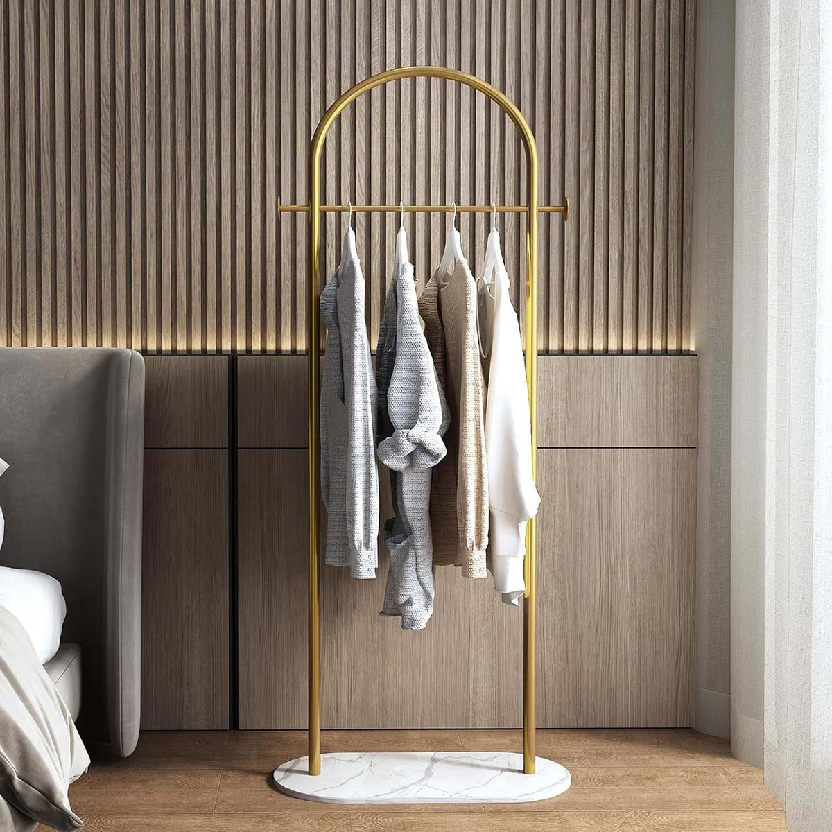 Dovecove Gold Clothing Rack, Small Clothes Rack With Marble Base, Heavy ...
