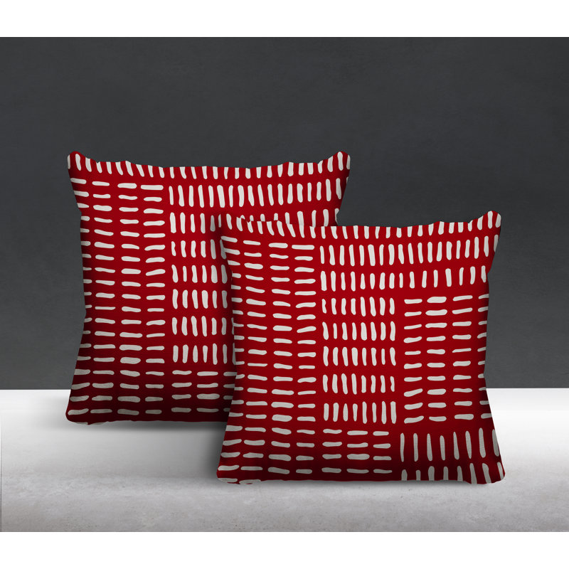 Outdoor Reversible Throw Pillow, 17H" x 17W", Red