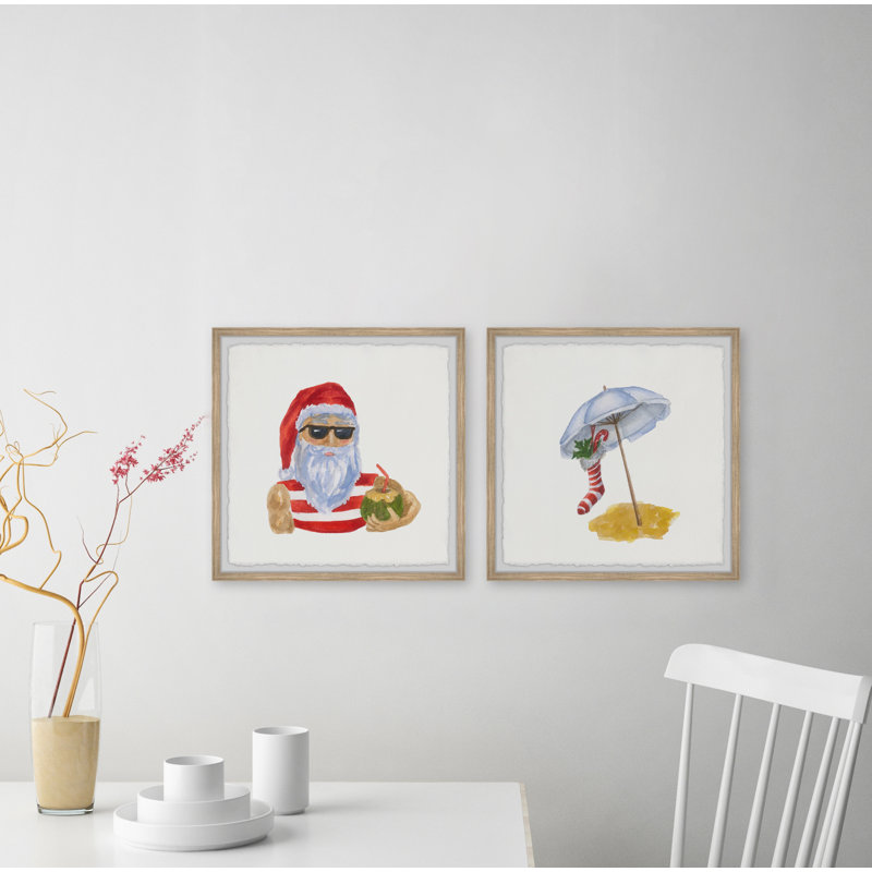 Chavis Santa On Vacation - 2 Piece Single Picture Frame Painting, 45cm H x 91cm W x 3.81cm D