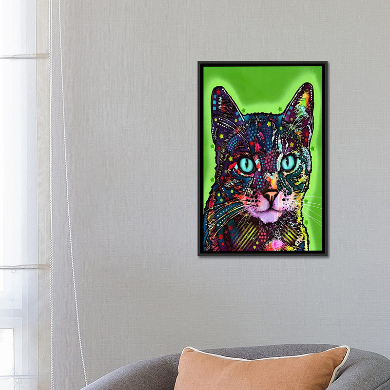 «Watchful Cat» par Dean Russo - Estampe numérique sur toile tendue avec châssis, H 26 po x l 18 po x P 1,5 po, Toile tendue