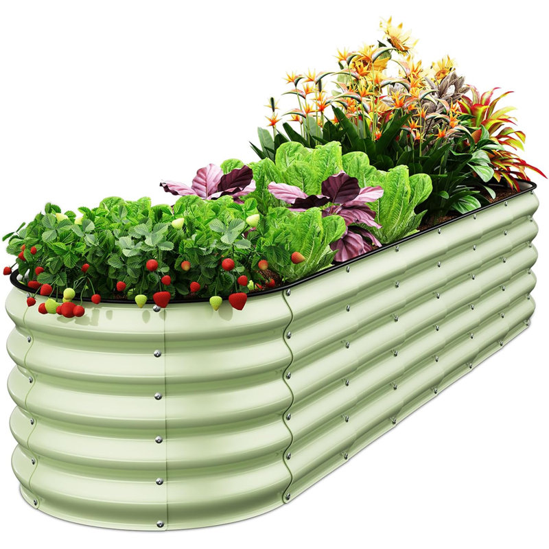 2 Pcs Oval Raised Garden Bed,Galvanized Raised Beds,Open-Ended Base Metal Raised Planter Beds,Garden Bed Outdoor,Planter Raised Boxes for Vegetables,Flowers,Tool-Free Asse