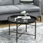 Table basse ronde 24 po avec beauté en métal martelé, pour le salon, la chambre à coucher. Superbe et stable, attrait rétro noir.