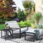 Chaise de patio inclinable en aluminium avec repose-pieds, coussins imperméables toutes saisons