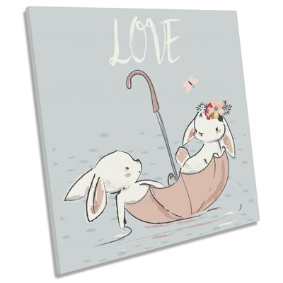 Love Rabbits Umbrella - Wrapped Canvas Painting