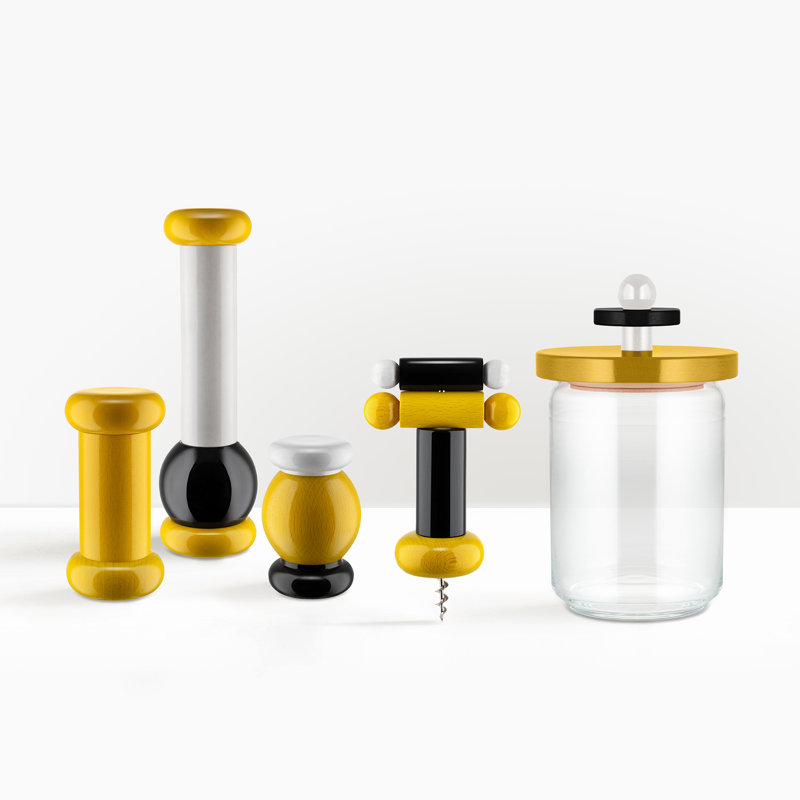Beech Wood Yellow Black White Pepper Mill