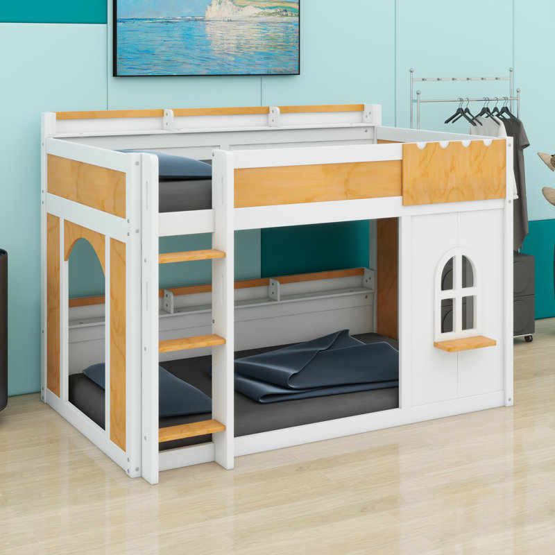 Bunk Bed With Storage Shelves,Window