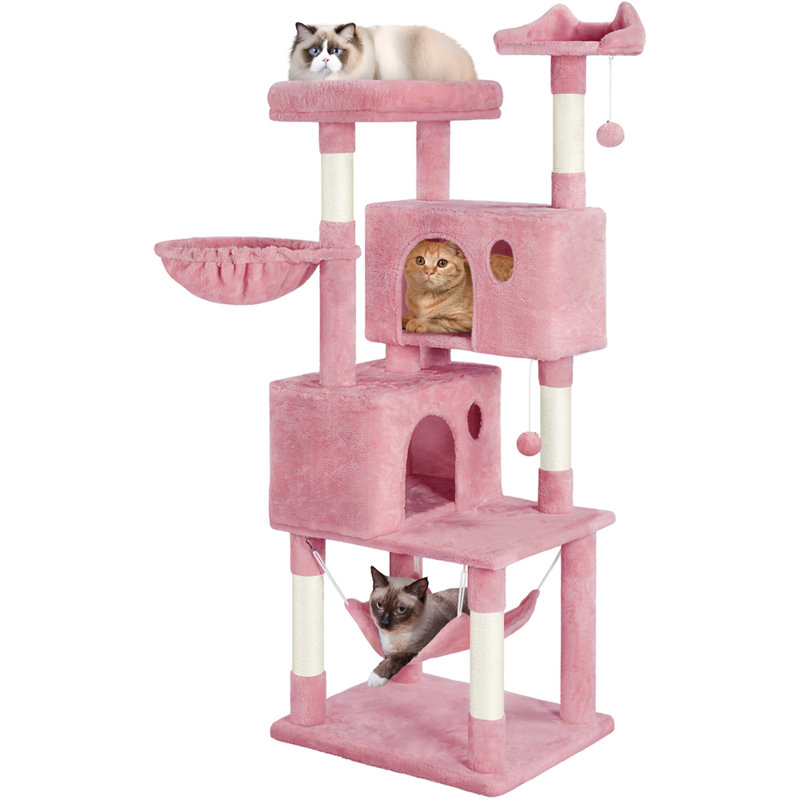 Multiple Level Cat Tree with Scratching Posts, Pink